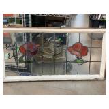 Leaded Stained Glass Window Panel, 51' x 25 1