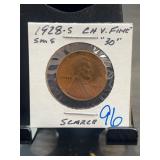 1928-S Lincoln Wheat Cent, Very Fine