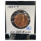 1954-S Lincoln Wheat Cent Red BU