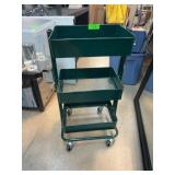 Three-Tier Green Metal Utility Cart