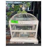 White Decorative Birdcage with Ceramic Birds