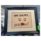 Framed Embroidered Wall Art: 'Oh Damn... youï¿½