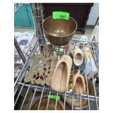 Brass Bowl, Brass Trivet, and 3 Wooden Scoops