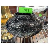 Black Speckled Pottery Vase, Marked 504-12