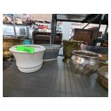 4-Piece Mixed Metal and Ceramic Planters