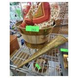 Brass and Wood Planter with Fabric Napkins