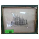 Etching of Milan Cathedral Signed G.B. Bruni