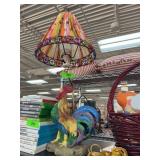 Colorful Rooster Table Lamp with Stained-Glas