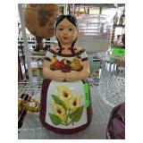 Hand-Painted Ceramic Lady Cookie Jar