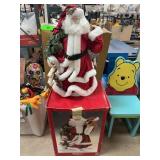 Two Dillard's Santa Claus Figures with Boxes