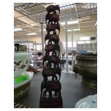 Carved Wooden Elephant Stack Sculpture 16'