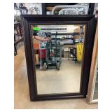 Beveled Wall Mirror with Dark Wood Frame, 44'
