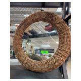 Round Wicker Framed Wall Mirror