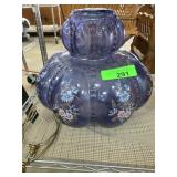 Purple Hand-Painted Floral Glass Lamp Base