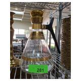 Glass Carafe With Gold Banding and Black Grip