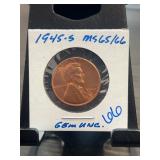 1945-S Lincoln Wheat Cent MS65/66 RD