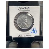1943-D Lincoln Steel Cent, Choice Unc.