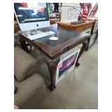 Wood Writing Desk with Black Leather Top