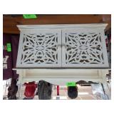 White Carved Wood Wall Cabinet