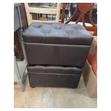 Brown Faux Leather Storage Ottomans