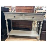 Gray Wood Console Table With Two Drawers