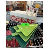 Crate & Barrel Snowman Mugs and Tree Plates