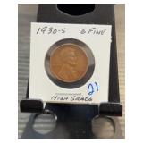 1930-S Lincoln Wheat Cent EF Grade