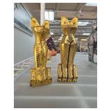 Hand-Painted Gilded Cat Figurines