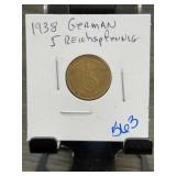 1938 German 5 Reichspfennig Coin