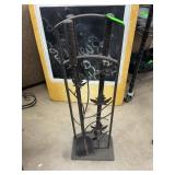 Wrought Iron Fireplace Tool Set with Leaf Mot