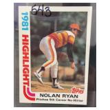 1982 Topps Nolan Ryan No-Hitter Card