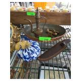 Brass Ewer, Tray, Spoons, Bars Group Lot