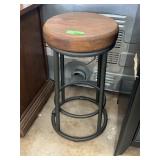 Industrial Wood and Metal Bar Stool
