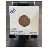 1937 Nazi Germany 1 Pfennig Coin