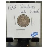 1858 Seated Liberty Dime