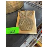 Brass Owl Motif Desktop Notepad Holder