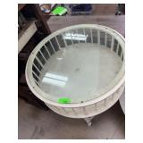 Round White Display Table With Glass Top