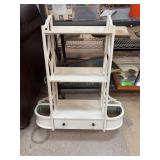White Painted Wood Shelf with Drawer