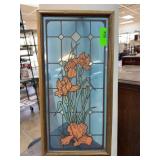 Framed Stained Glass Iris Panel