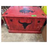 Red Western Style Wooden Trunk