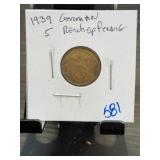 1939 Germany 5 Reichspfennig Coin