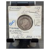 1822 Tuscany Ferdinand III Silver Lira Coin