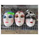 3 Ceramic Decorative Face Masks