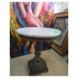 Round Marble Top Metal Pedestal Side Table