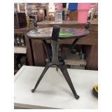 Carved Wood Folding Tripod Stools Pair