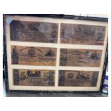 Framed Republic of Texas Currency Notes