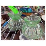 Green Pressed Glass Candle Measuring Cups
