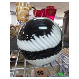 Black and White Art Glass Sphere