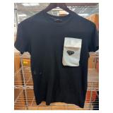 Prada Black Cotton T-Shirt with White Pocket,