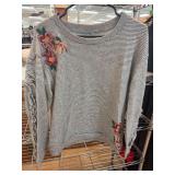 New Day Striped Embroidered Sweater M